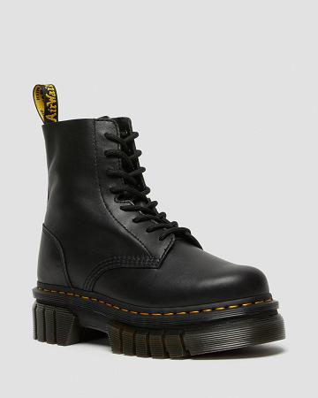 Dr Martens Audrick Nappa Leren Platform Enkellaars Dames Zwart | NL 71ZUT